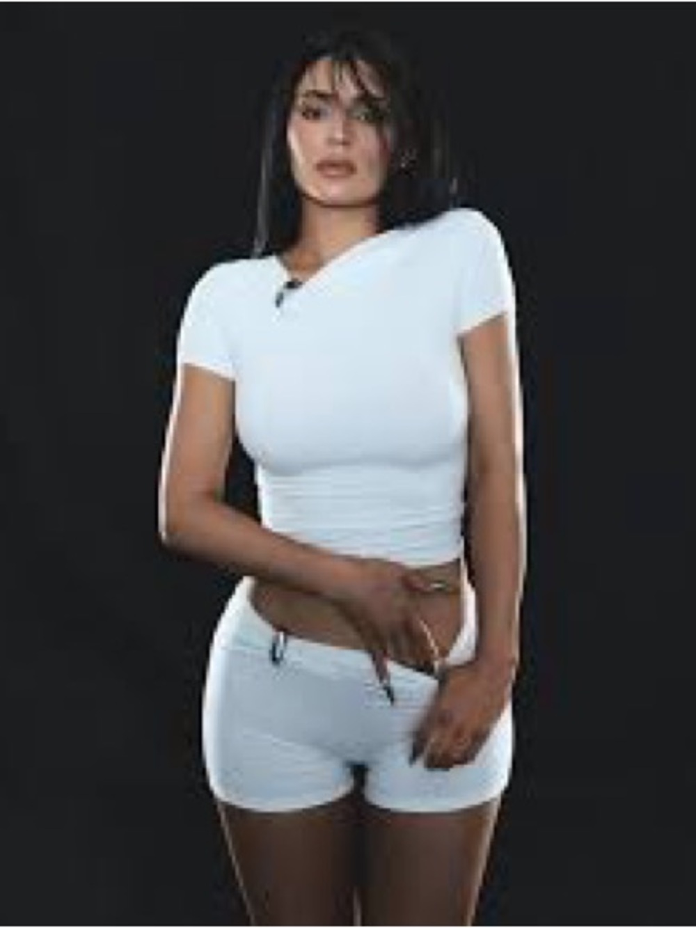 KHY PIERCED SHORT SLEEVE TOP & SHORTS | WHITE